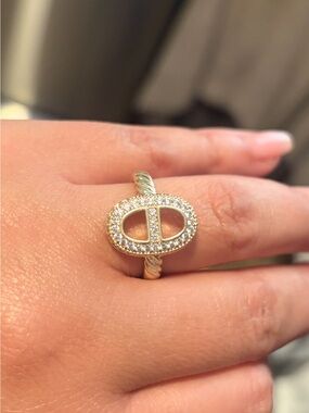 Gold Crystal Oval Ring Size 8 Women Jewelry